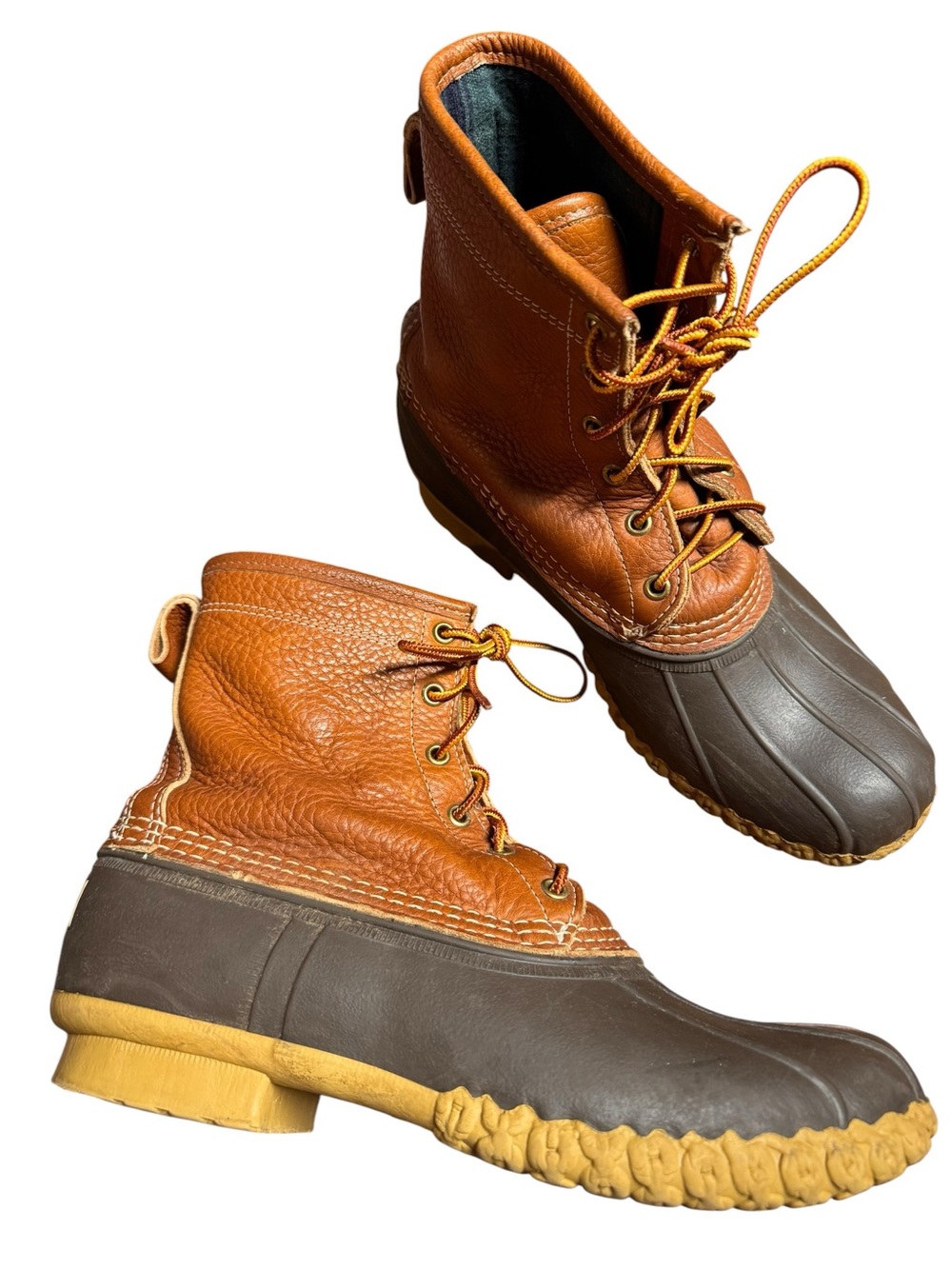 LL Bean Chamois Flannel Lined Duck Boots Womens 11 503157 8” Tumbled Leather USA